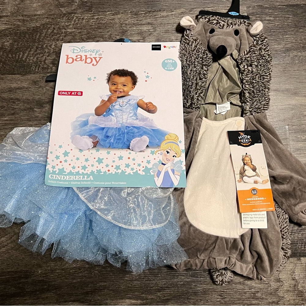NwT 2 BUNDLE Costumes DISNEY Cinderella Hedgehog BABY Girl 6-12 mo